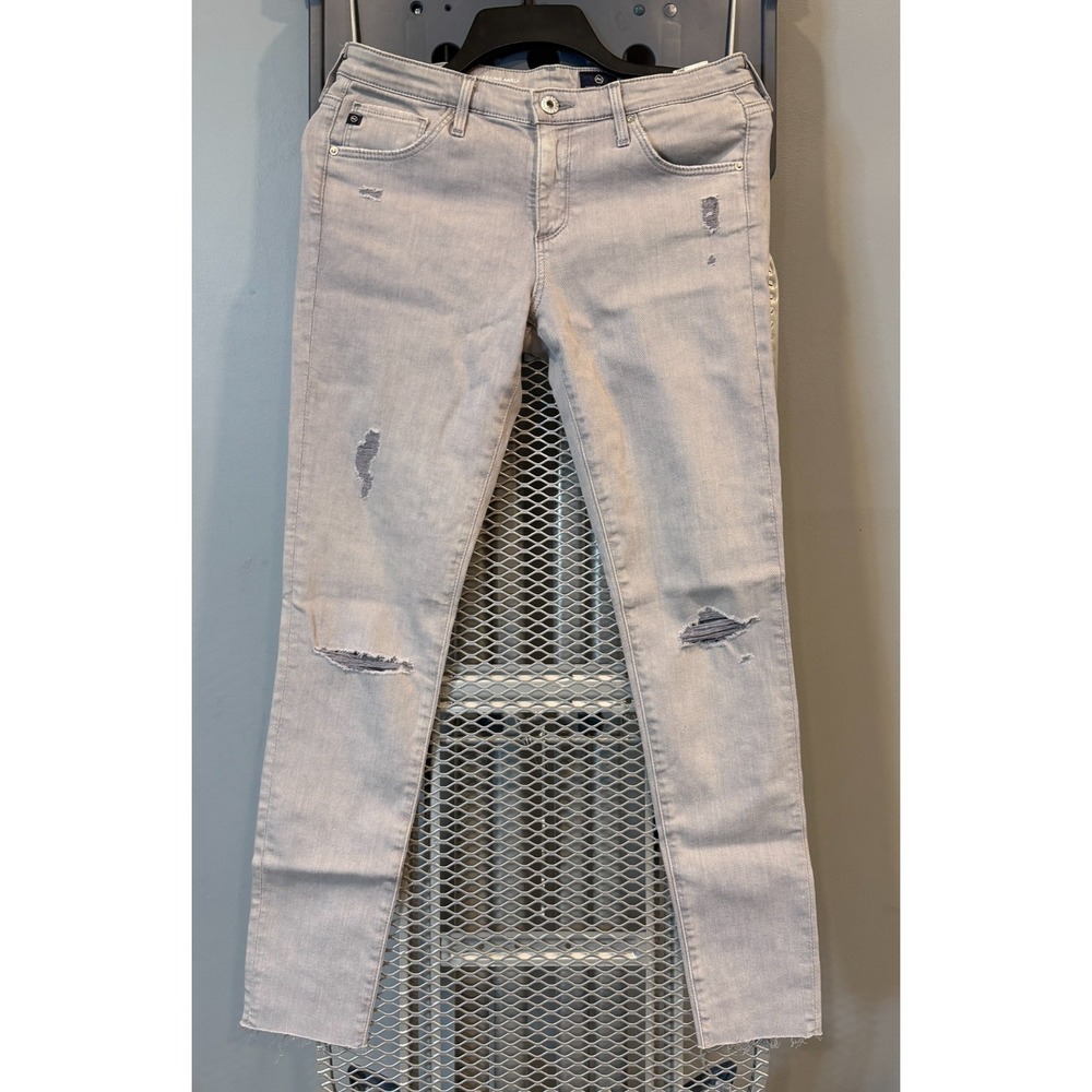 AG Jeans Women 28R The Legging Ankle Super Skinny Ankle Distressed Gray‎ NWT